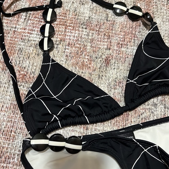 Black with white 2 piece bikini from Express. Size medium - Picture 6 of 8
